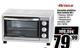 MediaWorld Ariete Fornetto Elettrico Bon Cuisine offerta