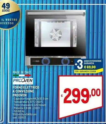 Metro Prooven Forno Elettrico A Convezione offerta