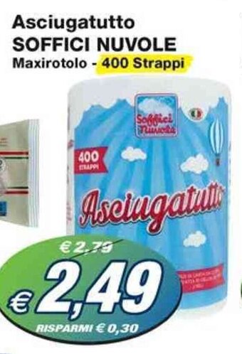 Prix Quality Asciugatutto SOFFICI NUVOLE Maxirotolo - 400 Strappi offerta