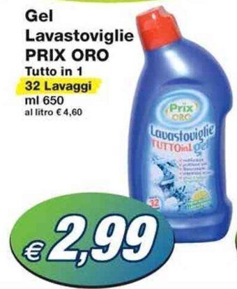 Prix Quality Gel Lavastoviglie PRIX ORO Tutto in 1 32 Lavaggi ml 650 offerta
