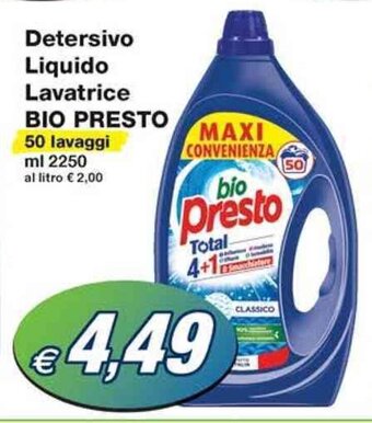 Prix Quality Detersivo Liquido Lavatrice BIO PRESTO 50 lavaggi ml 2250 offerta