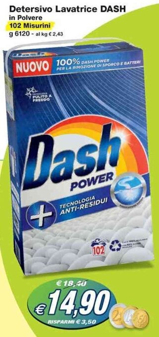 Prix Quality Detersivo Lavatrice DASH in Polvere 102 Misurini g 6120 offerta