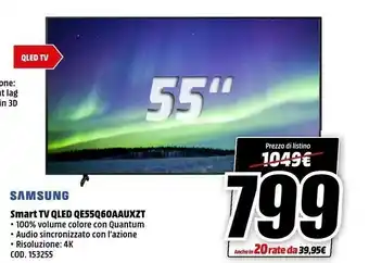 MediaWorld Samsung Smart Tv QLed QE55Q60AAUXZT offerta