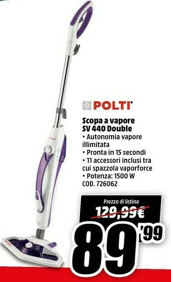 MediaWorld Polti Scopa A Vapore Sv 440 Double offerta