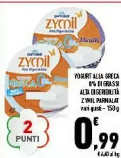 Conad Superstore Parmalat Zymil Yogurt Alla Greca 0% Di Grassi Miele E Vaniglia offerta
