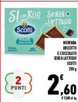 Conad Scotti Merenda Biscotto E Cioccolato Senza Lattosio 200 G offerta