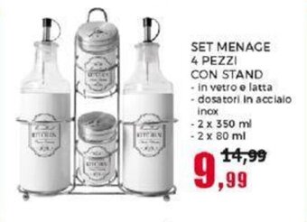 Happy Casa SET MENAGE 4 PEZZI CON STAND offerta