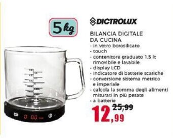 Happy Casa DICTROLUX BILANCIA DIGITALE DA CUCINA offerta