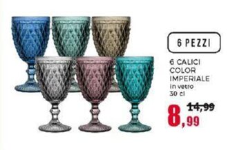6 CALICI COLOR IMPERIALE in vetro 30 cl