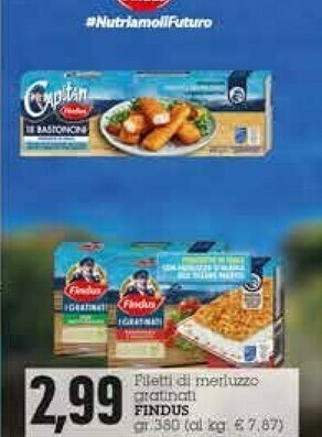 Emi Supermercati Findus Filetti Gratinati Di Merluzzo D'Alaska Integrali 380 G(ml) offerta