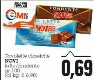 Emi Supermercati Novi Fondente Nero 100 G(ml) offerta