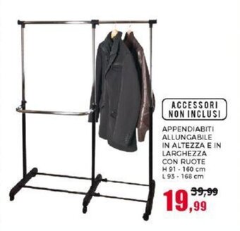 Happy Casa APPENDIABITI ALLUNGABILE IN ALTEZZA E IN LARGHEZZA CON RUOTE offerta