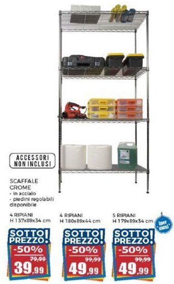 Happy Casa SCAFFALE CROME 4 RIPIANI H 137x89x34 cm offerta