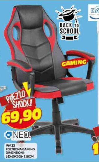Risparmio Casa POLTRONA GAMING DIMENSIONI: 63X60X108-118CM offerta
