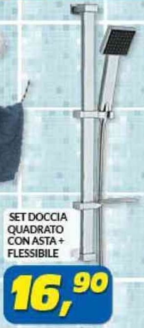 SET DOCCIA QUADRATO CON ASTA + FLESSIBILE