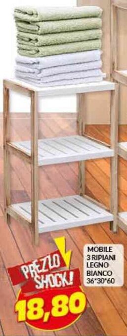 Risparmio Casa MOBILE 3 RIPIANI LEGNO BIANCO 36'30'60 offerta
