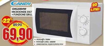 Risparmio Casa CANDY CMG205MW MICROONDE 20LT +FUNZIONE GRILL offerta