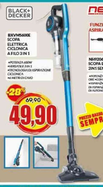 Risparmio Casa BXVMS600E SCOPA ELETTRICA CICLONICA A FILO 3IN1 offerta