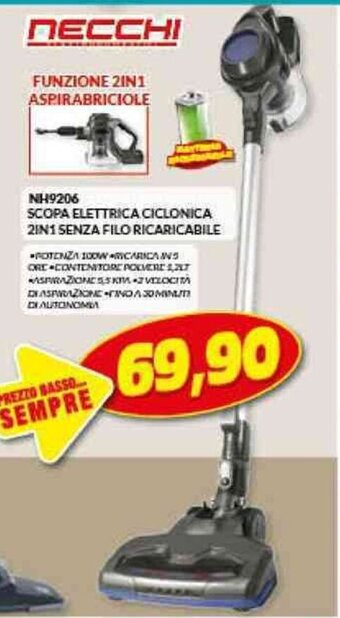 Risparmio Casa NH9206 SCOPA ELETTRICA CICLONICA 2IN1 SENZA FILO RICARICABILE offerta