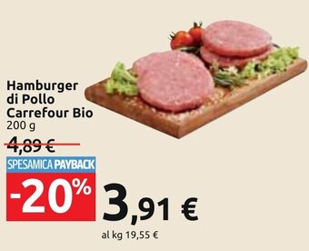 Carrefour Hamburger di Pollo Carrefour Bio 200 g offerta