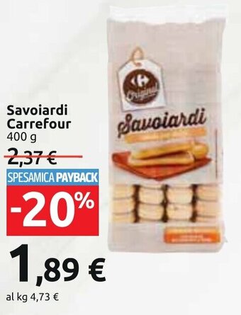 Carrefour Savoiardi Carrefour 400 g offerta