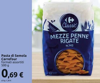 Carrefour Pasta di Semola Carrefour formati assortiti 500 g offerta