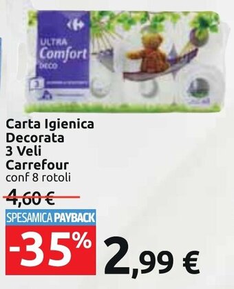 Carrefour Carta Igienica Decorata 3 Veli Carrefour conf 8 rotoli offerta