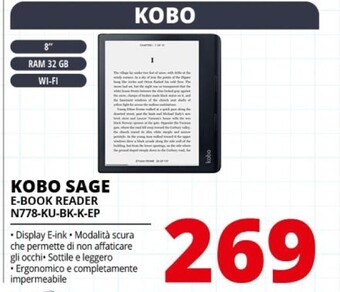 Comet Kobo sage e-book reader n778-ku-bk-k-ep offerta