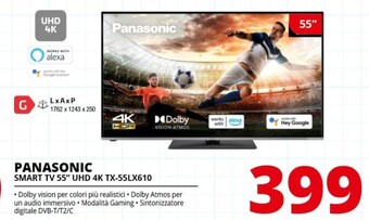 Comet Panasonic smart tv 55 uhd 4k tx-55lx610 offerta