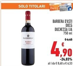 Conad City Duchessa lia barbera d' asti docg offerta