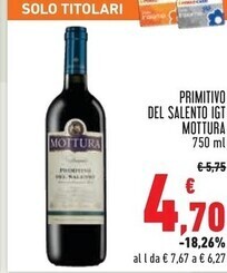 Conad Superstore Mottura primitivo del salento igt offerta