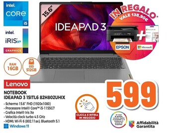 Expert Lenovo notebook ideapad 3 15itl6 82h802uhix offerta