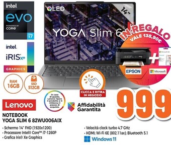 Expert Lenovo notebook yoga slim 6 82wu006aix offerta