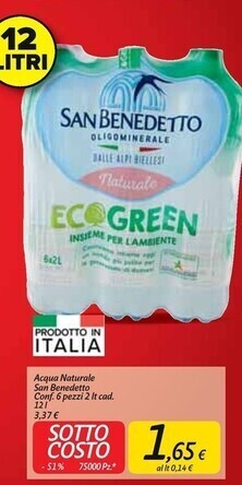 Carrefour Market San benedetto acqua naturale offerta
