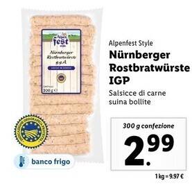 Lidl Alpenfest style - nurnberger rostbratwurste igp offerta