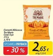 Carrefour Market Tre marie cornetti albicocca offerta