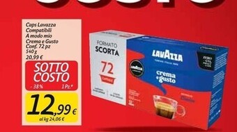 Carrefour Market Lavazza caps compatibili a modo mio crema e gusto offerta