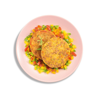Burger con farro e ceci, burger vegetali grigliati e scamorza 80 g