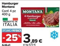 Carrefour Market Montana hamburger offerta