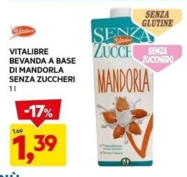 DPiù Vitalibre bevanda a base di mandorla senza zuccheri offerta
