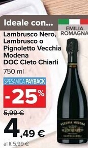 Carrefour Market Cleto chiarli lambrusco nero offerta