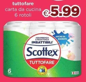 Acqua & Sapone Scottex tuttofare carta da cucina 6 rotoli offerta