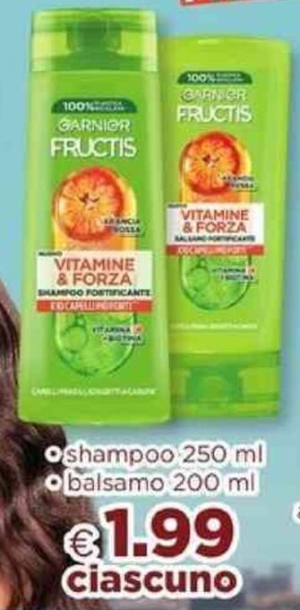 Acqua & Sapone GARNIER FRUCTIS shampoo 250 ml - balsamo 200 ml offerta