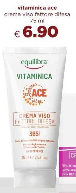 Acqua & Sapone equilibra vitaminica ace crema viso fattore difesa 75 ml offerta
