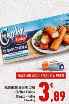 Conad City Capitan findus bastoncini di merluzzo offerta