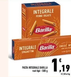 Conad City Barilla pasta integrale offerta