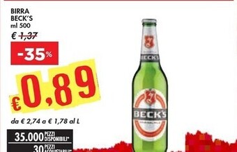 Bennet Becks birra offerta
