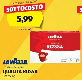 ALDI LAVAZZA QUALITÀ ROSSA 3 x 250 g offerta
