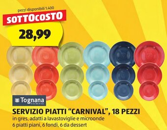 ALDI SERVIZIO PIATTI "CARNIVAL", 18 PEZZI offerta