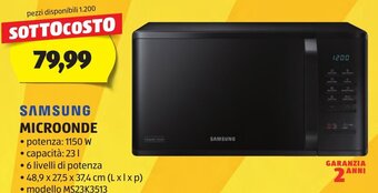 ALDI SAMSUNG MICROONDE potenza: 1150 W offerta